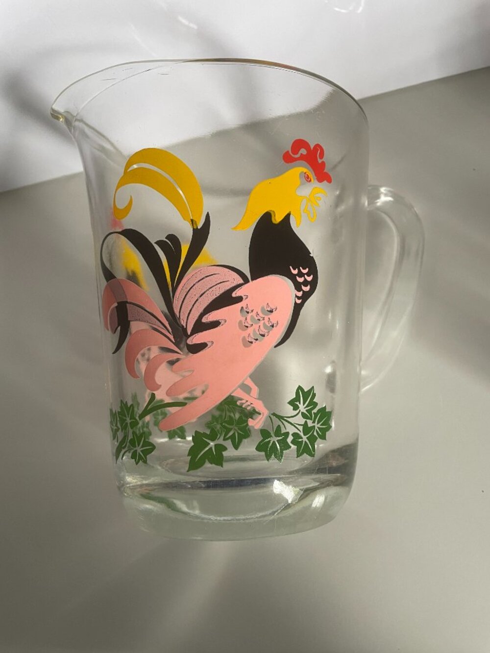Vintage Hazel Atlas 50's Rooster Farmhouse Pitcher - MCM Retro Classic Kitchy